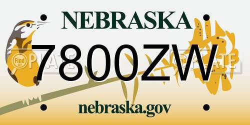 7800ZW Nebraska License Plate
