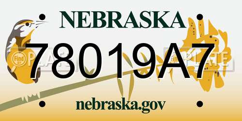 78019A7 Nebraska License Plate