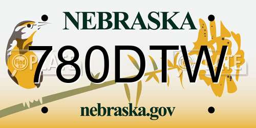780DTW Nebraska License Plate