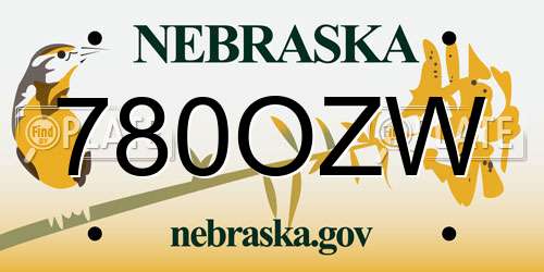 780OZW Nebraska License Plate