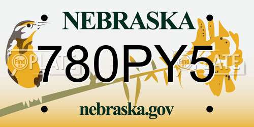 780PY5 Nebraska License Plate