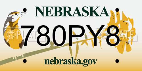 780PY8 Nebraska License Plate
