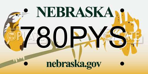 780PYS Nebraska License Plate