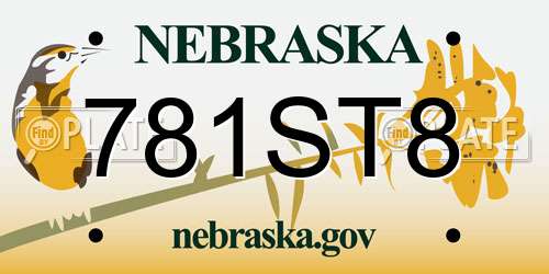 781ST8 Nebraska License Plate