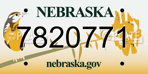 7820771 Nebraska License Plate