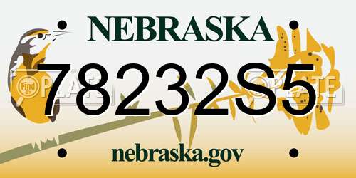 78232S5 Nebraska License Plate