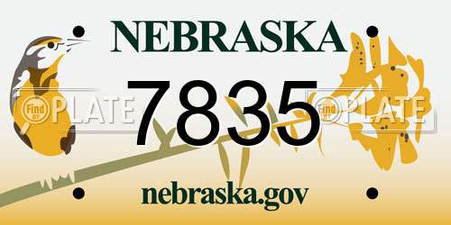 7835 Nebraska License Plate