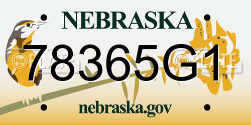 78365G1 Nebraska License Plate