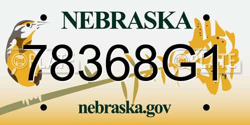 78368G1 Nebraska License Plate