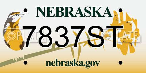 7837ST Nebraska License Plate