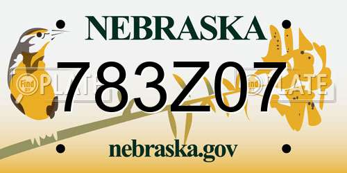 783Z07 Nebraska License Plate