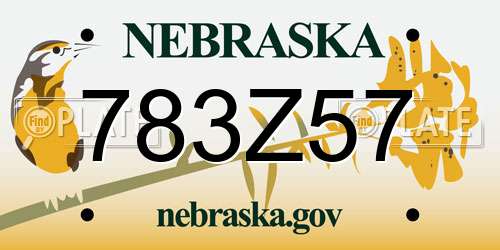 783Z57 Nebraska License Plate