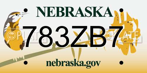 783ZB7 Nebraska License Plate