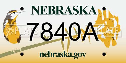 7840A Nebraska License Plate