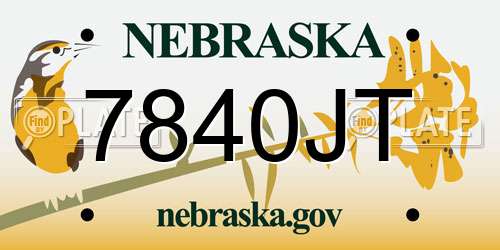 7840JT Nebraska License Plate