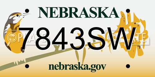 7843SW Nebraska License Plate
