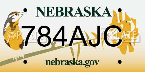 784AJC Nebraska License Plate
