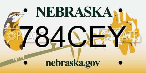 784CEY Nebraska License Plate