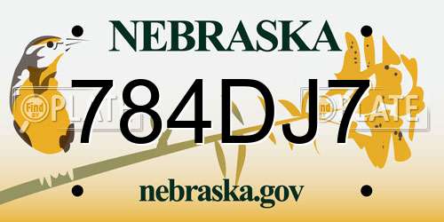 784DJ7 Nebraska License Plate