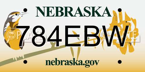 784EBW Nebraska License Plate