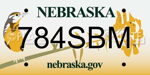784SBM Nebraska License Plate