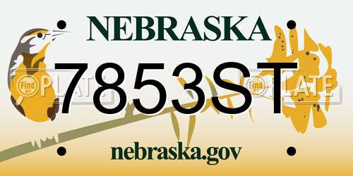 7853ST Nebraska License Plate
