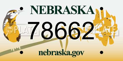 78662 Nebraska License Plate