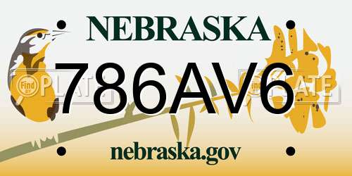 786AV6 Nebraska License Plate