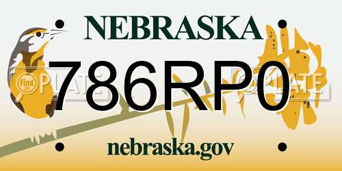 786RP0 Nebraska License Plate