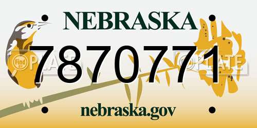 7870771 Nebraska License Plate