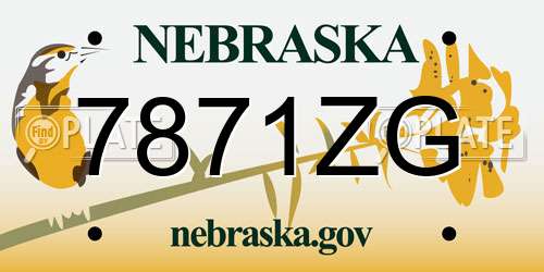 7871ZG Nebraska License Plate