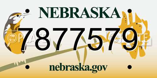 7877579 Nebraska License Plate