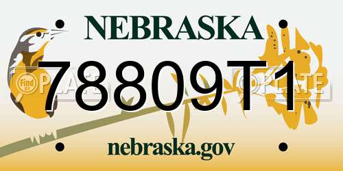 78809T1 Nebraska License Plate