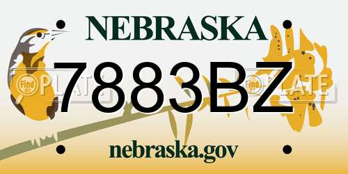 7883BZ Nebraska License Plate