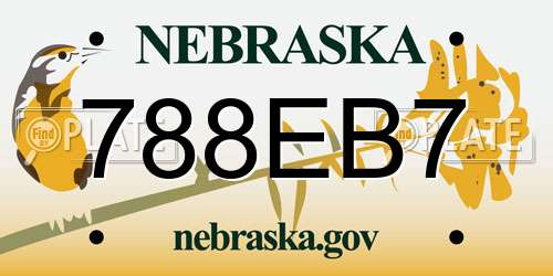 788EB7 Nebraska License Plate