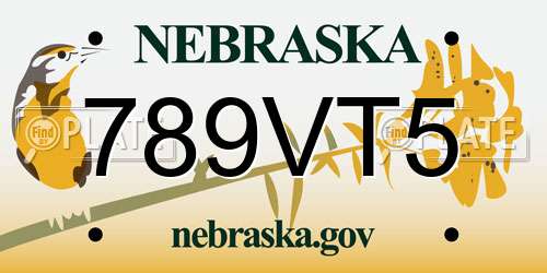 789VT5 Nebraska License Plate