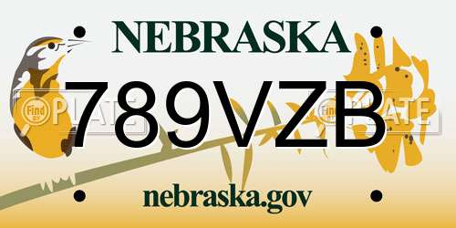 789VZB Nebraska License Plate