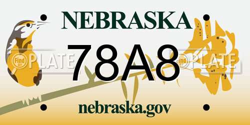 78A8 Nebraska License Plate