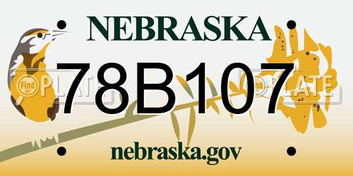 78B107 Nebraska License Plate