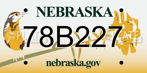 78B227 Nebraska License Plate