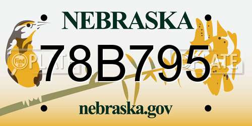 78B795 Nebraska License Plate