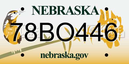 78BO446 Nebraska License Plate