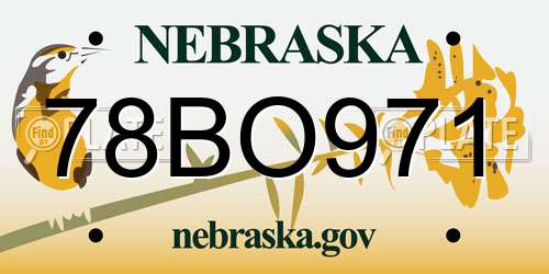 78BO971 Nebraska License Plate