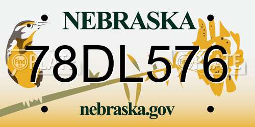 78DL576 Nebraska License Plate