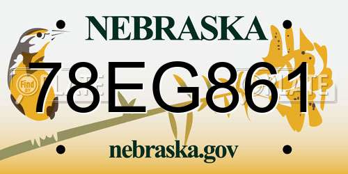 78EG861 Nebraska License Plate