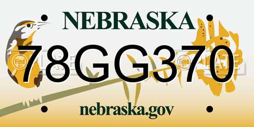 78GG370 Nebraska License Plate