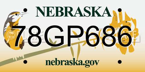 78GP686 Nebraska License Plate