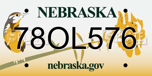 78OL576 Nebraska License Plate