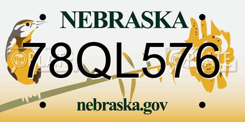 78QL576 Nebraska License Plate
