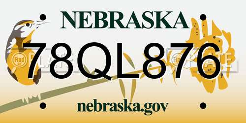 78QL876 Nebraska License Plate